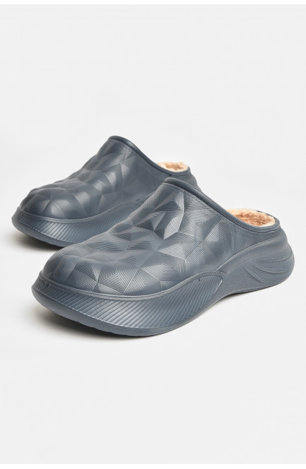 Галоши мужские без задника на меху синего цвета 207791L