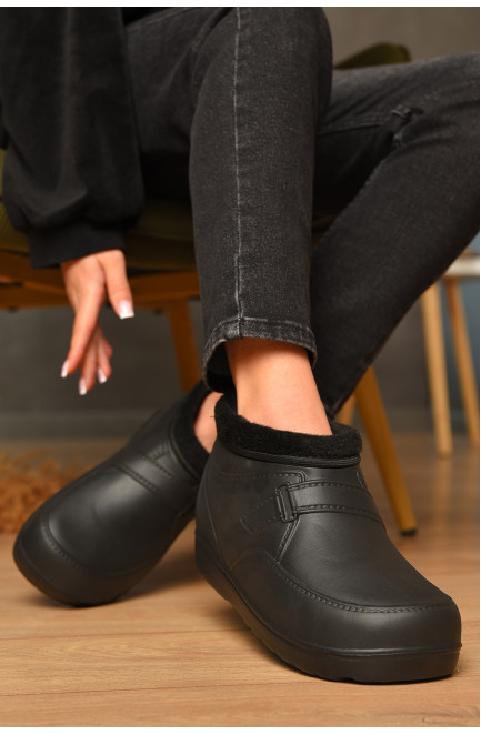 Галоши женские на меху черного цвета 207832L