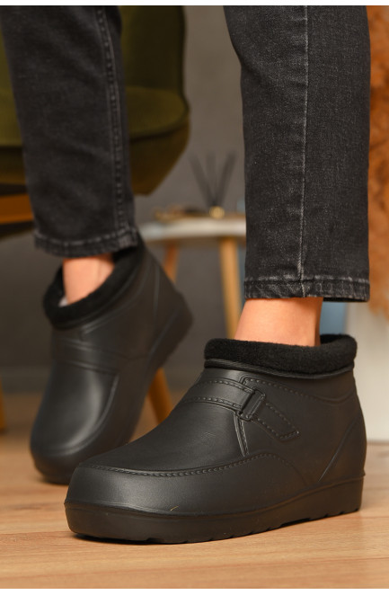 Галоши женские на меху черного цвета 207832L