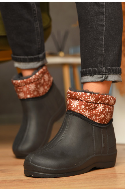 Дутики женские на меху черного цвета 207833L