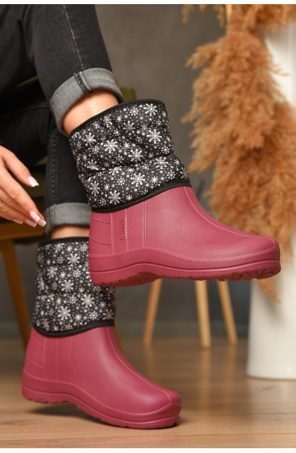 Дутики женские на меху бордового цвета 207837L