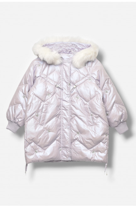 Куртка детская для девочки демисезонная сиреневого цвета 207881L