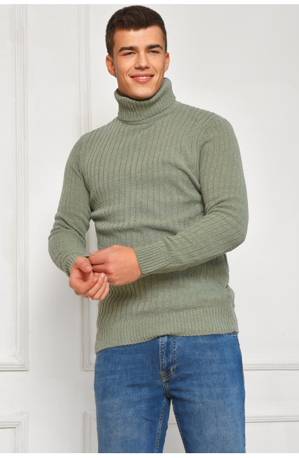 Гольф мужской однотонный акрил зеленого  цвета 207900L