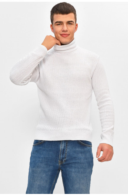 Гольф мужской однотонный акрил белого цвета 207920L