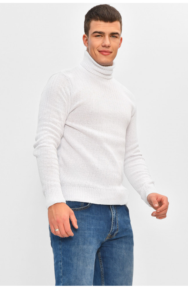 Гольф мужской однотонный акрил белого цвета 207920L