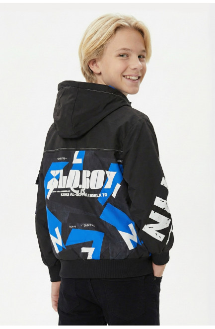 Куртка детская для мальчика двухсторонняя чорно-синего цвета 207927L