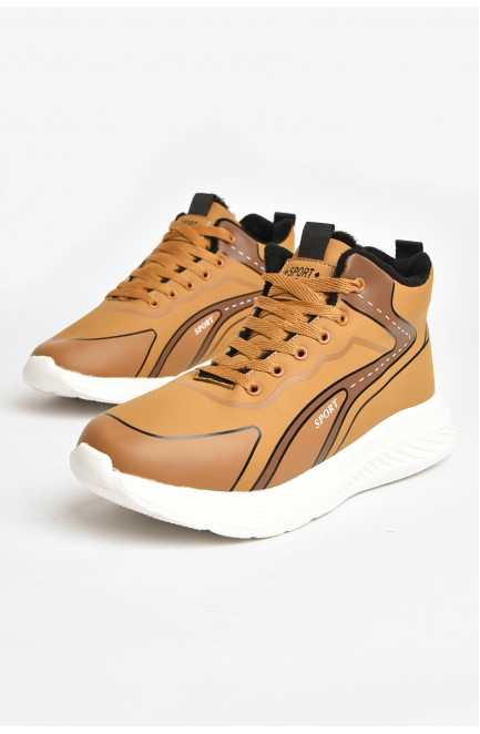 Кроссовки мужские светло-коричневого цвета на меху 208030L