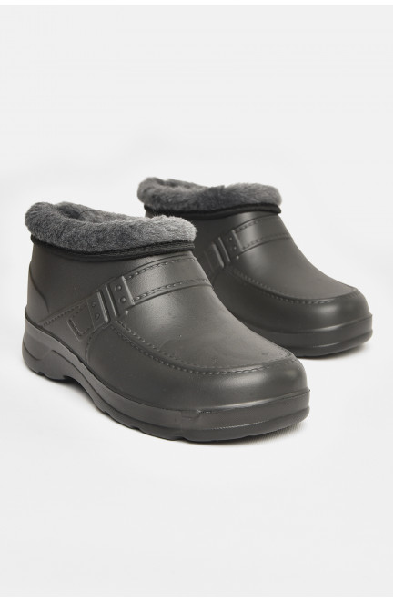 Галоши мужские на меху черного цвета 208038L