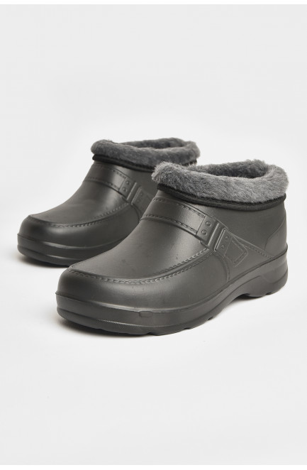 Галоши мужские на меху черного цвета 208038L