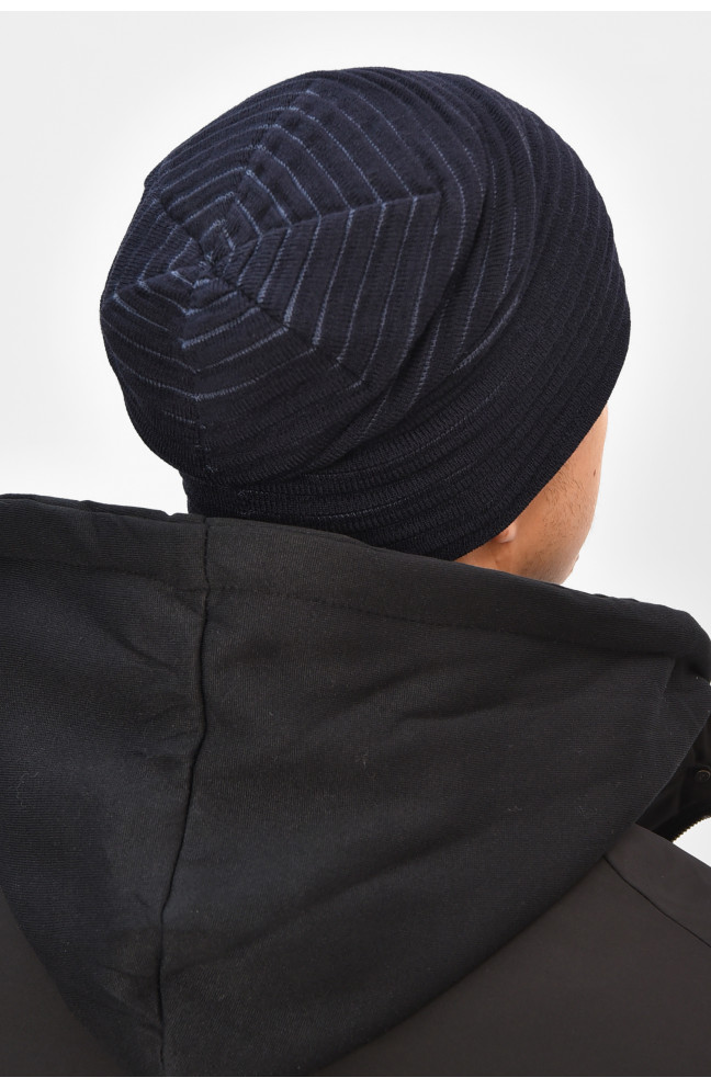 Шапка мужская на флисе темно-синего цвета 208107L