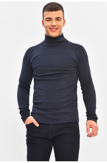 Гольф мужской однотонный на флисе тёмно-синего цвета 208133L