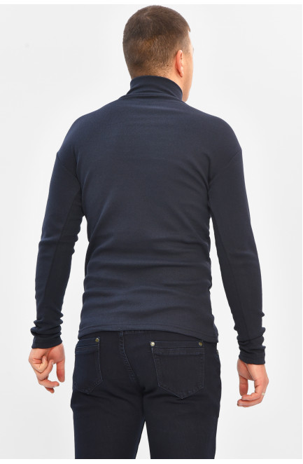 Гольф мужской однотонный на флисе тёмно-синего цвета 208133L
