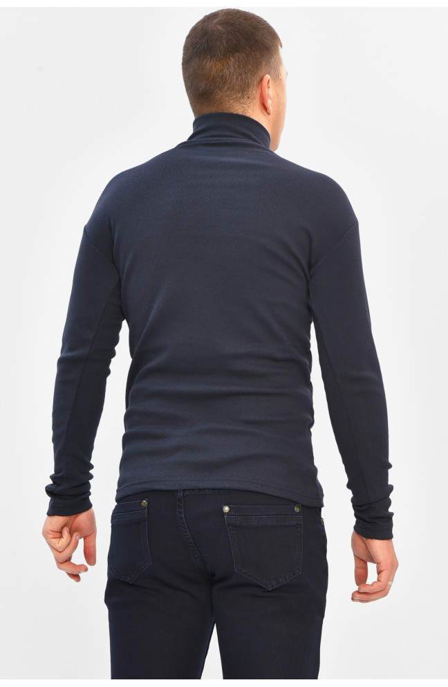 Гольф мужской однотонный на флисе тёмно-синего цвета 208133L