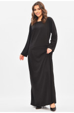Платье женское однотонное полубатальное черного цвета 208189L