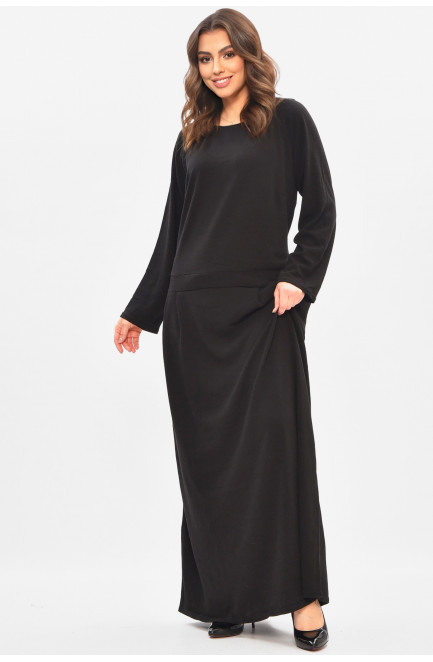 Платье женское однотонное полубатальное черного цвета 208189L