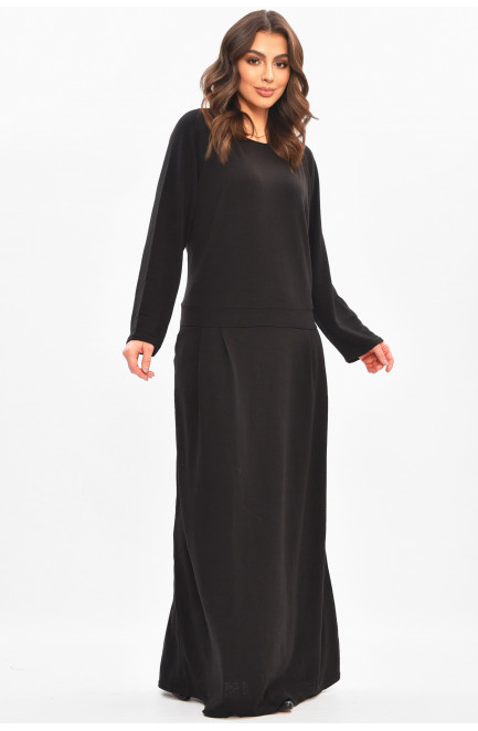 Платье женское однотонное полубатальное черного цвета 208189L