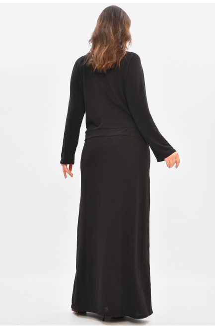 Платье женское однотонное полубатальное черного цвета 208189L