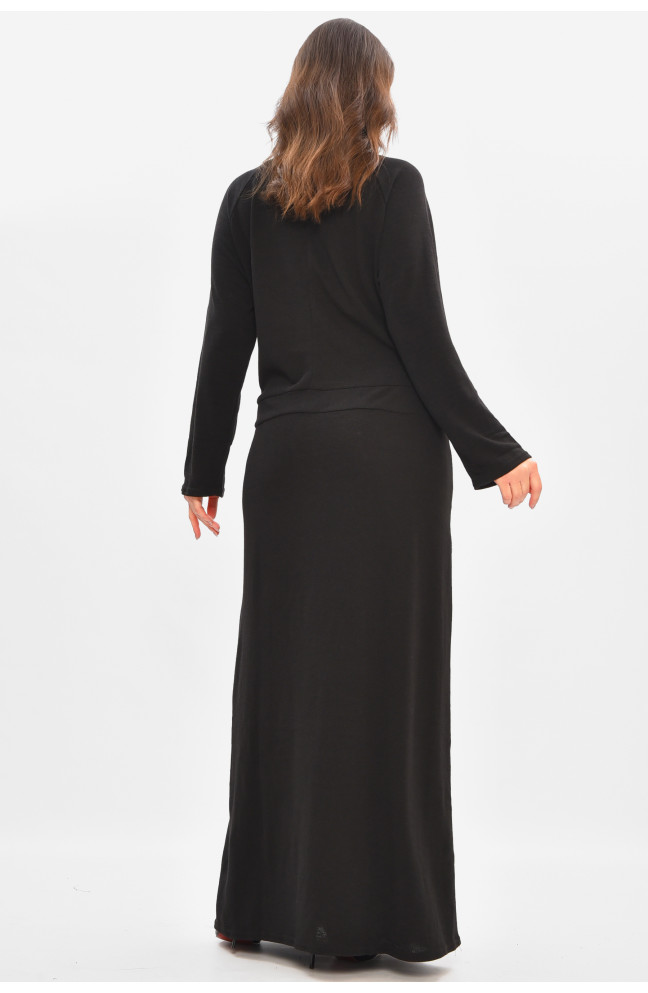 Платье женское однотонное полубатальное черного цвета 208189L