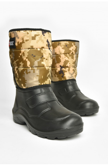 Дутики мужские пена пиксель на  меху черного цвета 208205L