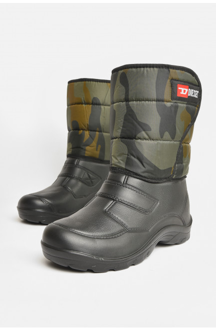 Дутики мужские пена на  меху черного цвета 208206L