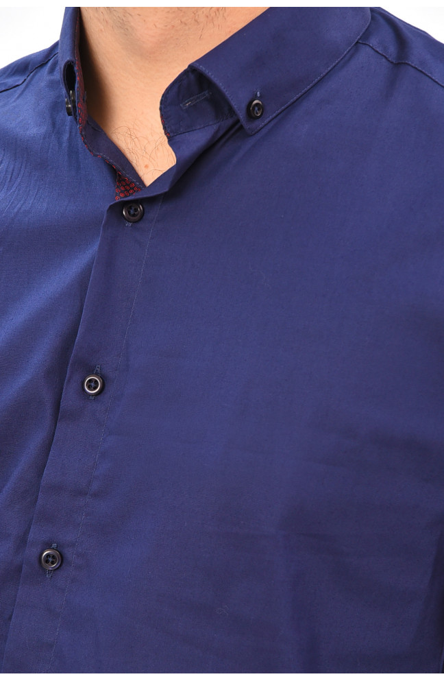 Рубашка мужская однотонная тёмно-синего цвета 208212L