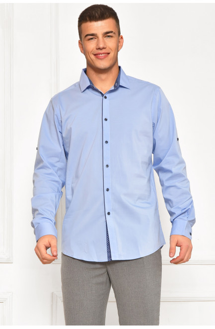 Рубашка мужская однотонная голубого цвета 208218L
