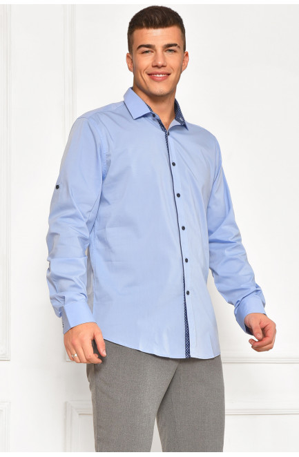 Рубашка мужская однотонная голубого цвета 208218L