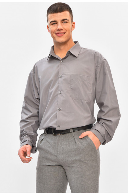 Рубашка мужская однотонная серого цвета 208222L