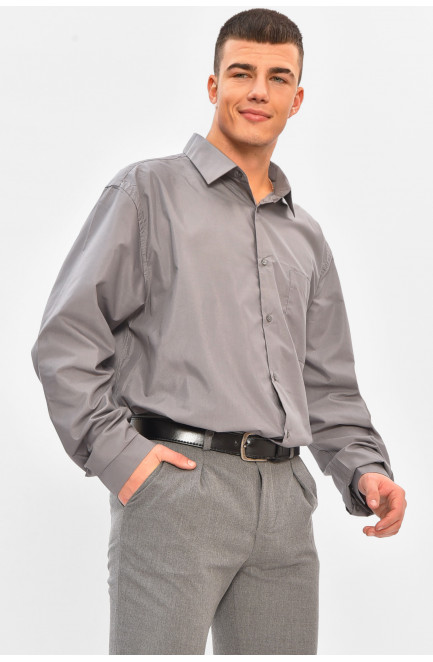 Рубашка мужская однотонная серого цвета 208222L