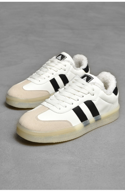 Кроссовки мужские зима белого цвета на шнуровке 208225L