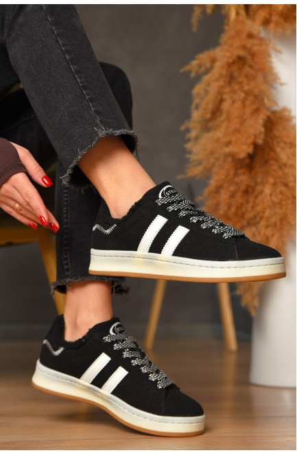 Кроссовки женские зима черного цвета на меху 208228L