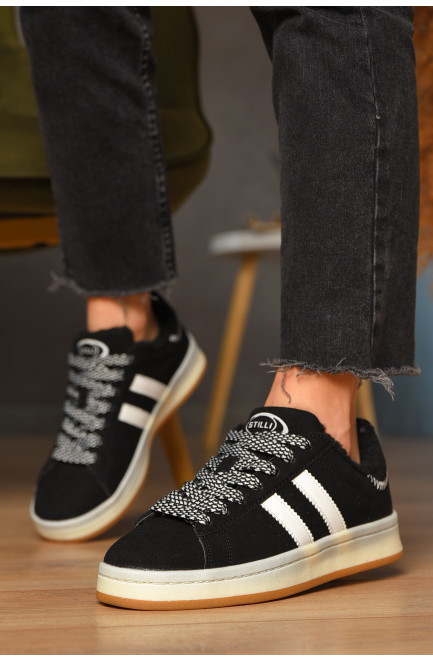 Кроссовки женские зима черного цвета на меху 208228L