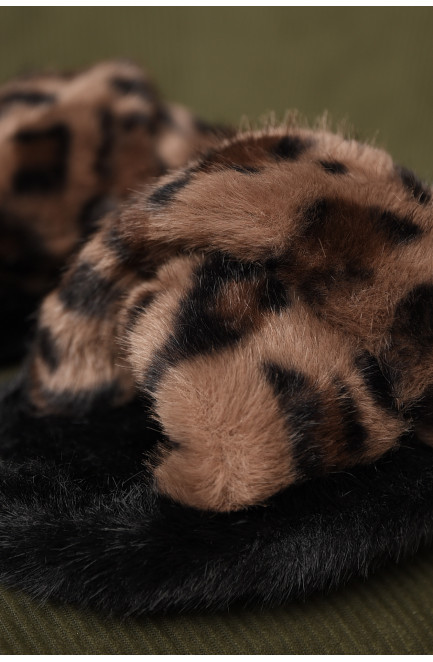 Тапочки домашние женские меховые коричневого цвета 208271L