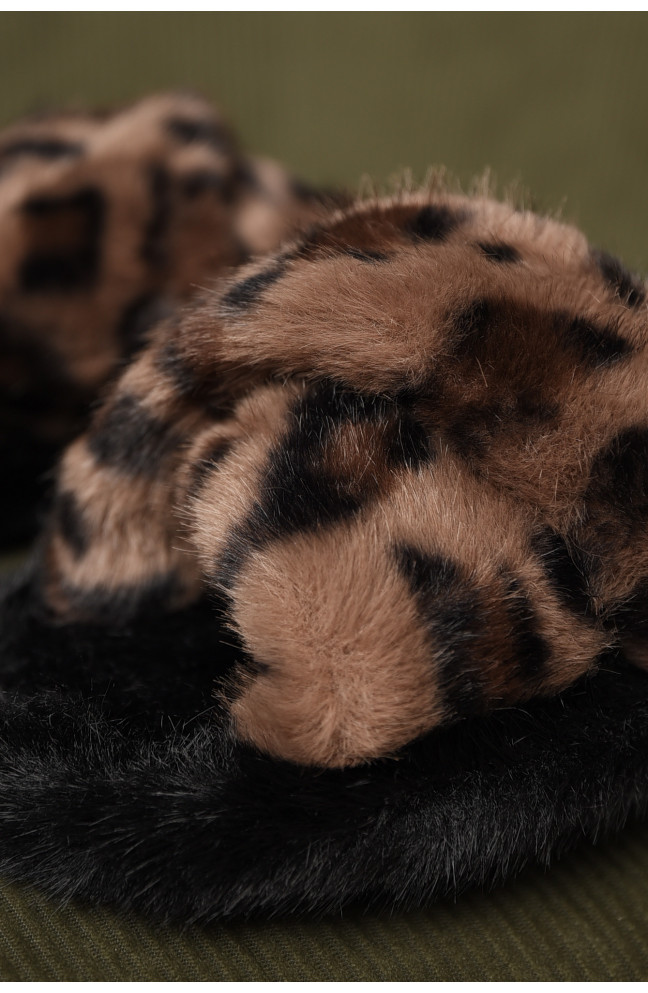 Тапочки домашние женские меховые коричневого цвета 208271L