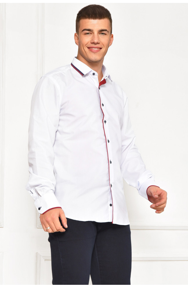 Рубашка мужская однотонная белого цвета 208285L