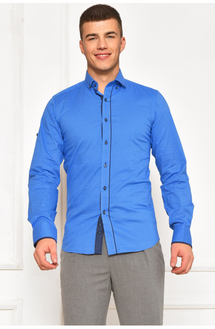 Рубашка мужская синего цвета с принтом 208286L