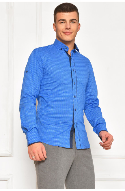 Рубашка мужская синего цвета с принтом 208286L