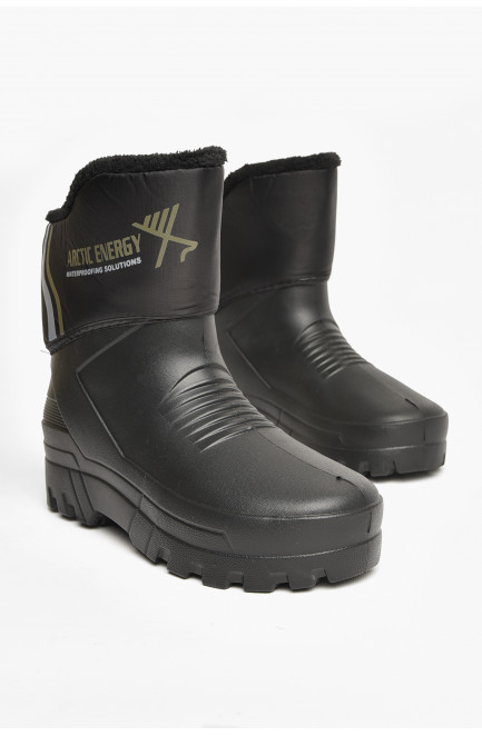Сапоги мужские пена на меху черного цвета 208299L