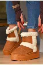Угги женские на меху темно-бежевого цвета 208354L