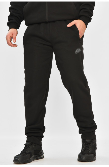 Спортивные штаны мужские на флисе черного цвета 208400L