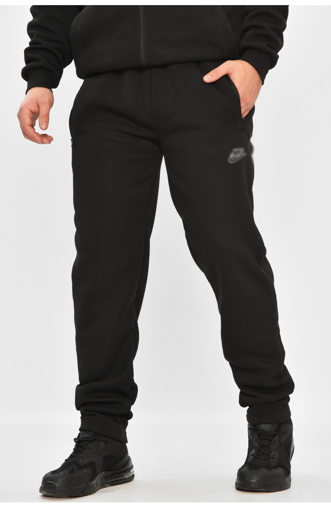 Спортивные штаны мужские на флисе черного цвета 208400L