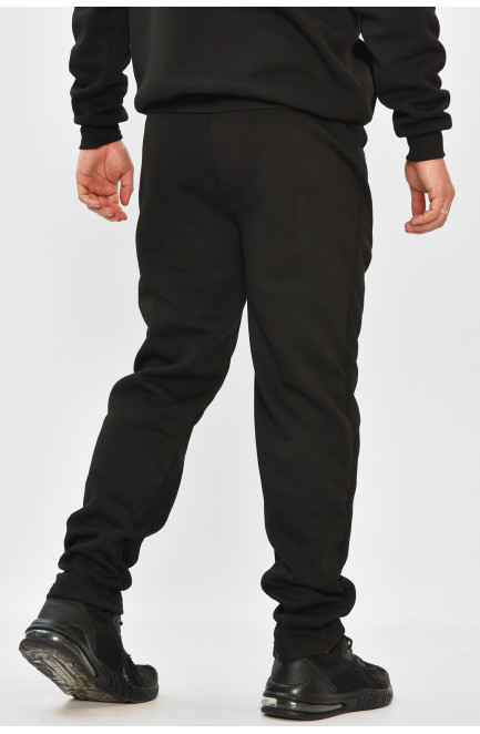 Спортивные штаны мужские на флисе черного цвета 208400L
