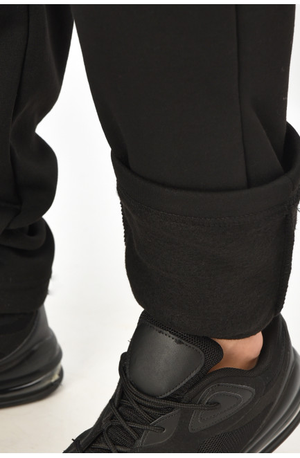 Спортивные штаны мужские на флисе черного цвета 208400L
