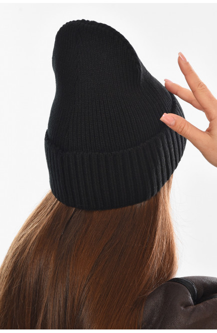 Шапка женская на флисе черного цвета 208475L