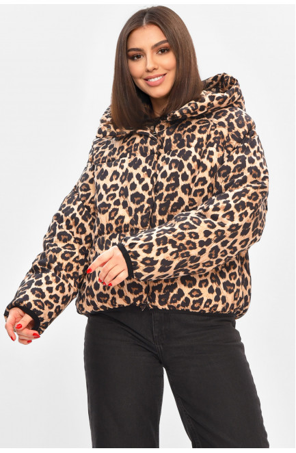 Куртка женская демисезонная бежевого цвета с принтом 208500L