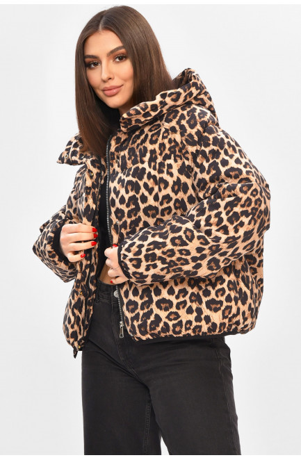 Куртка женская демисезонная бежевого цвета с принтом 208500L