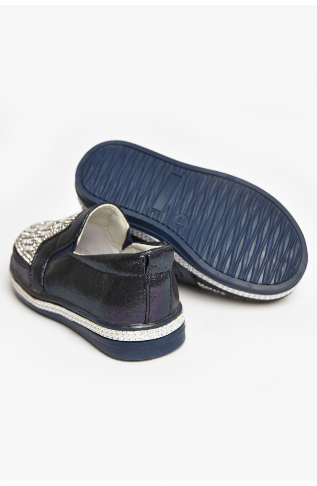 Мокасины детские для девочки темно-синего цвета 208801L