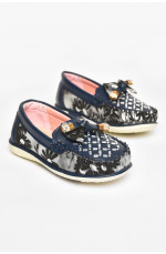 Мокасины детские для девочки темно-синего цвета 208802L