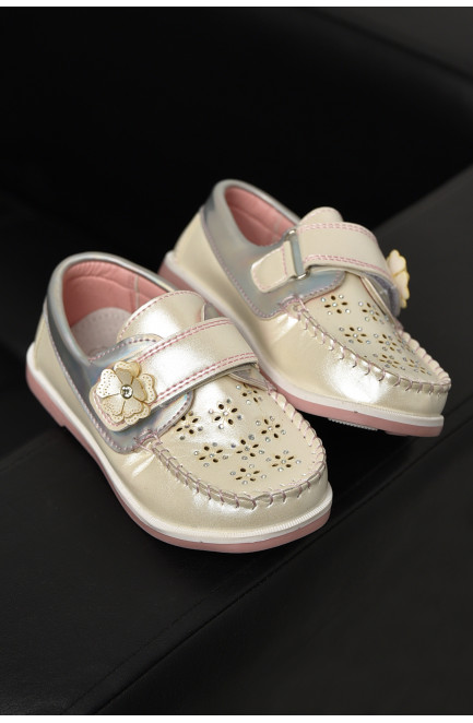 Мокасины детские для девочки белого цвета 208803L
