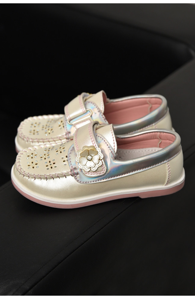 Мокасины детские для девочки белого цвета 208803L